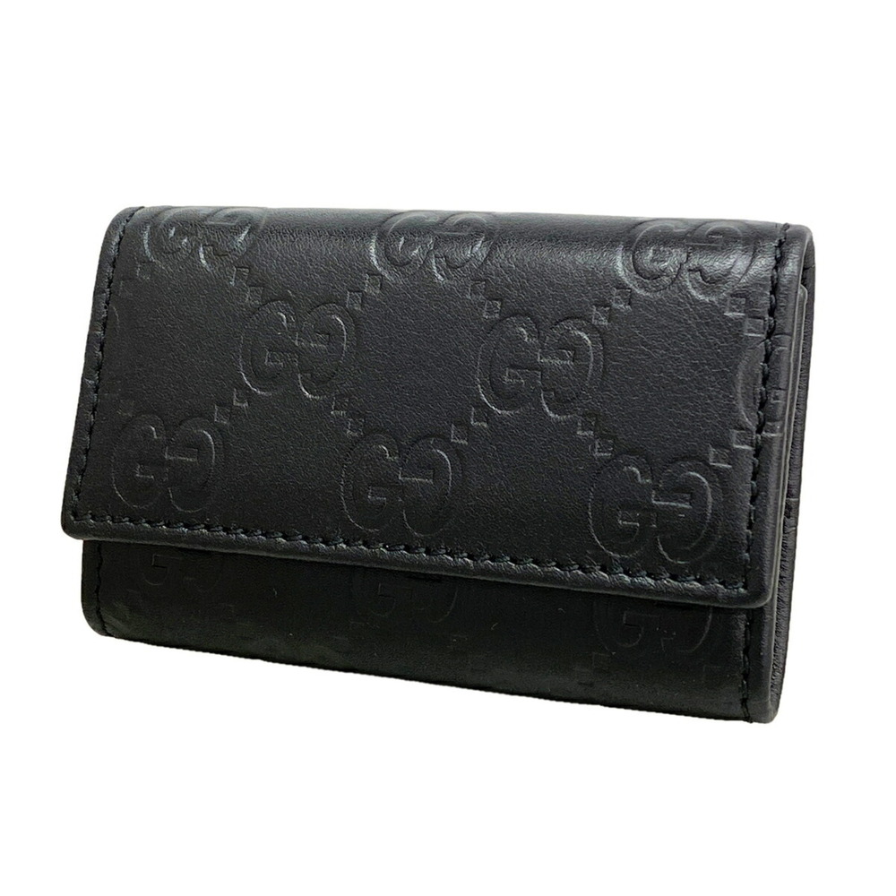 Gucci Accessories/Key Case, Guccissima 138093, Leather, Black/Champagne, Men'...